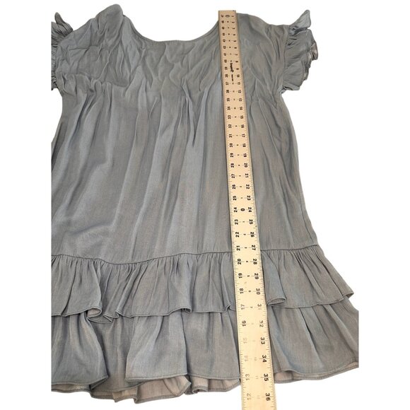 Mulla Fringe Tunic Dress Womens Large Blue Tassel Scoopback Tiered Hem Bohemian - Picture 6 of 14